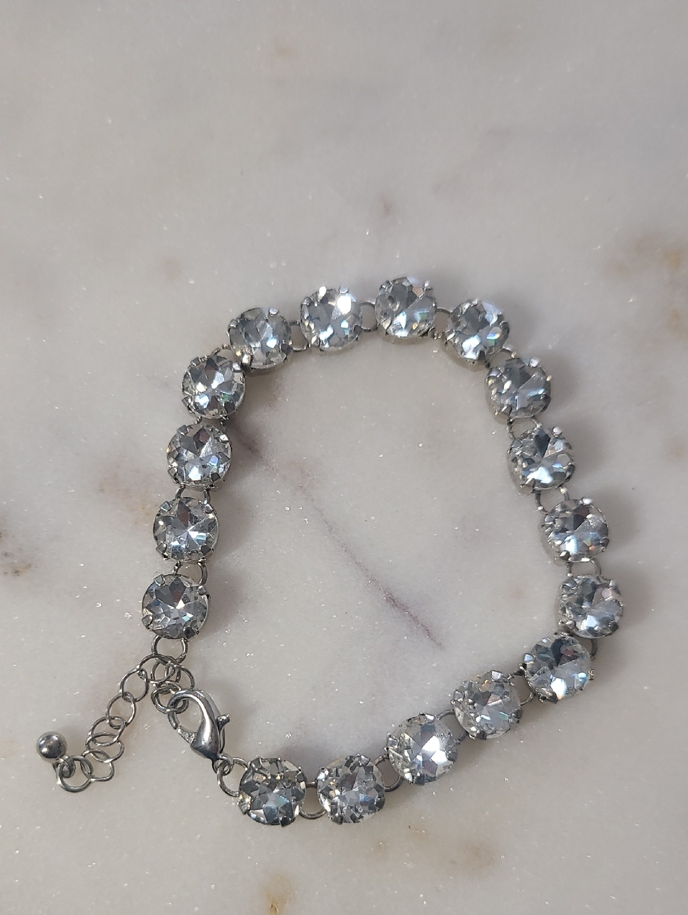 Crystal Tennis Bracelet - Silver Tone